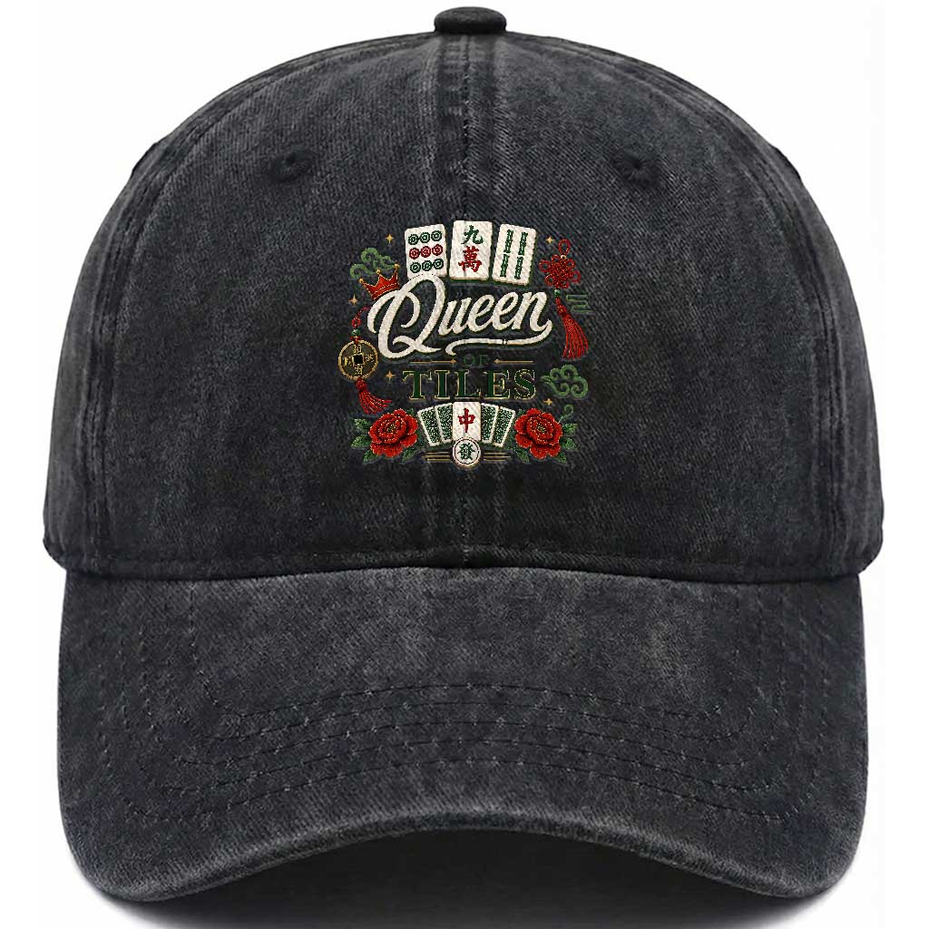 Mahjong Lovers Washed Cotton Baseball Cap Queen Of Tiles Game Night Graphic TS10 Print Your Wear