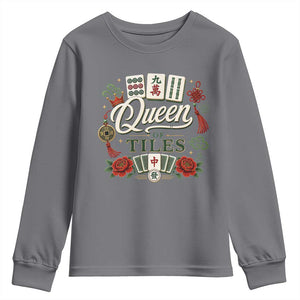 Mahjong Lovers Youth Sweatshirt Queen Of Tiles Game Night Graphic