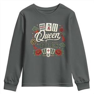 Mahjong Lovers Youth Sweatshirt Queen Of Tiles Game Night Graphic
