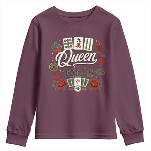Mahjong Lovers Youth Sweatshirt Queen Of Tiles Game Night Graphic