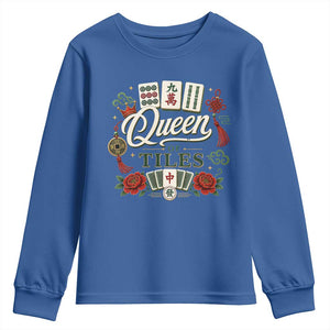 Mahjong Lovers Youth Sweatshirt Queen Of Tiles Game Night Graphic
