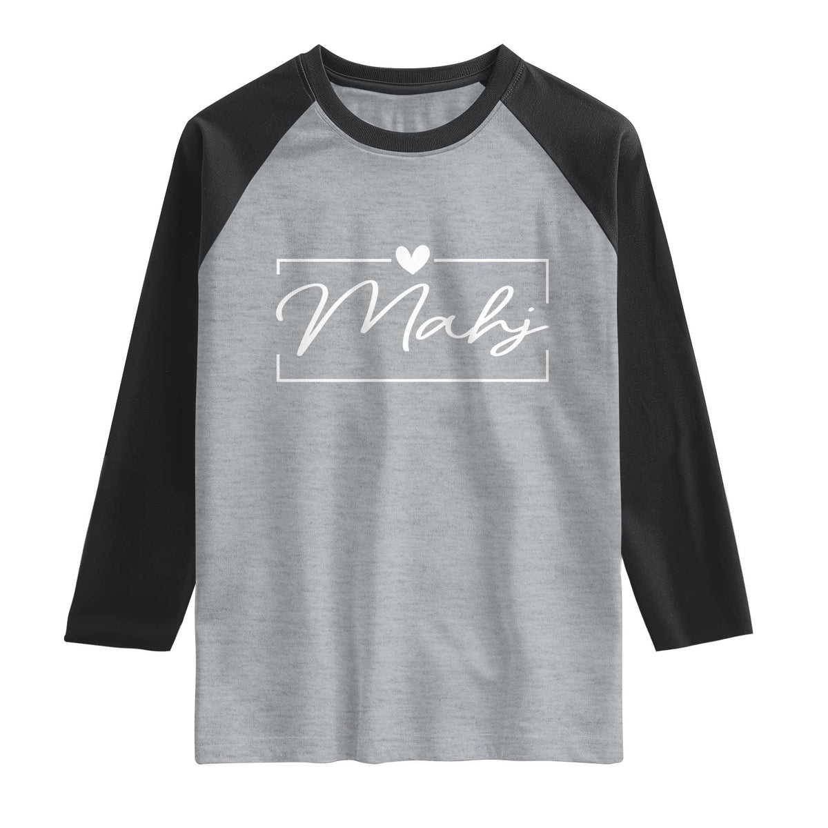 Mahjong Lovers Raglan Shirt Mah Jongg Game Night Graphic TS10 Heather Gray Black Print Your Wear