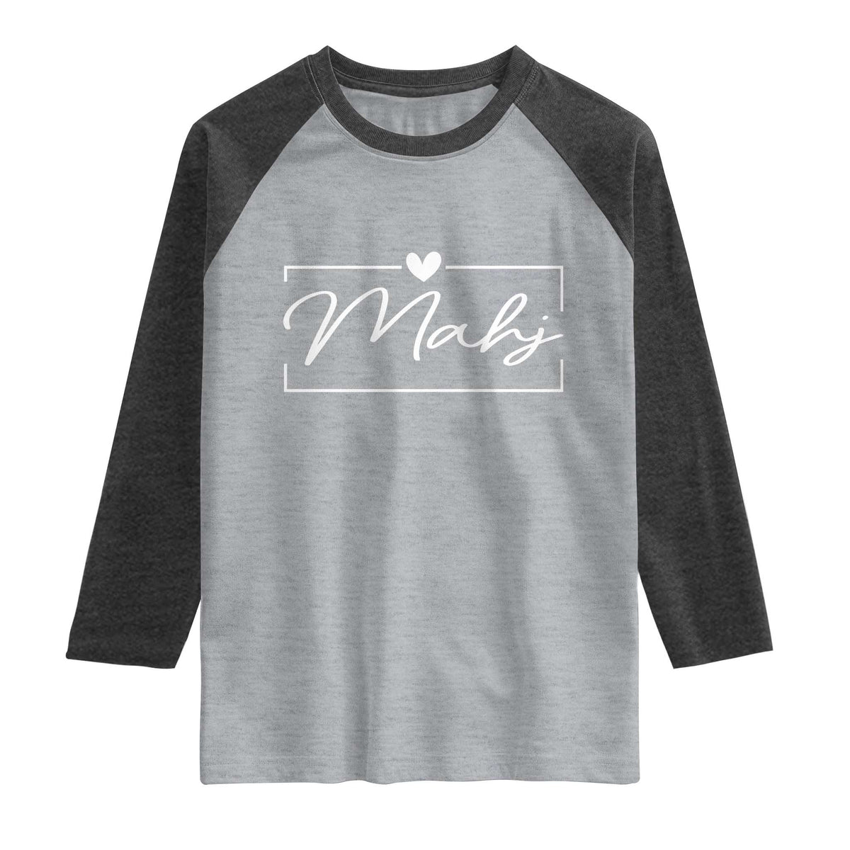 Mahjong Lovers Raglan Shirt Mah Jongg Game Night Graphic TS10 Heather Gray Heather Charcoal Print Your Wear