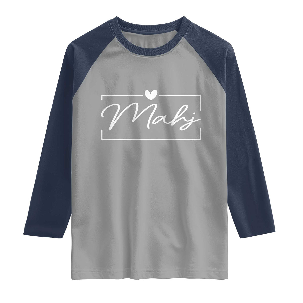 Mahjong Lovers Raglan Shirt Mah Jongg Game Night Graphic TS10 Sport Gray Navy Print Your Wear