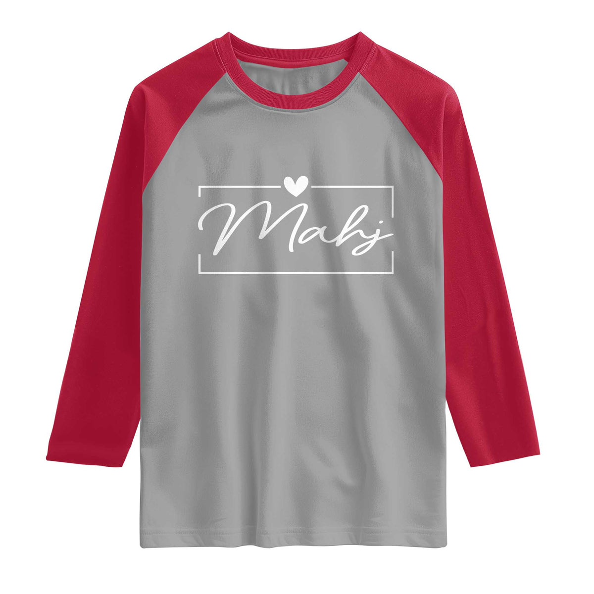 Mahjong Lovers Raglan Shirt Mah Jongg Game Night Graphic TS10 Sport Gray Red Print Your Wear