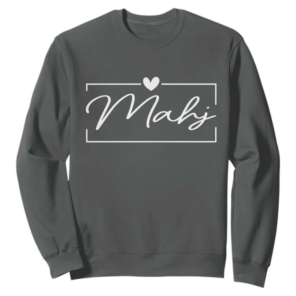 Mahjong Lovers Sweatshirt Mah Jongg Game Night Graphic TS10 Dark Heather Print Your Wear