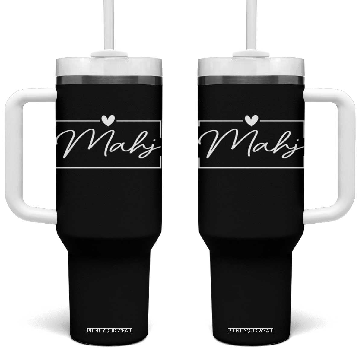 Mahjong Lovers Tumbler With Handle Mah Jongg Game Night Graphic TS10 One Size: 40 oz Black Print Your Wear