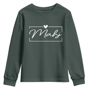 Mahjong Lovers Youth Sweatshirt Mah Jongg Game Night Graphic TS10 Dark Forest Green Print Your Wear