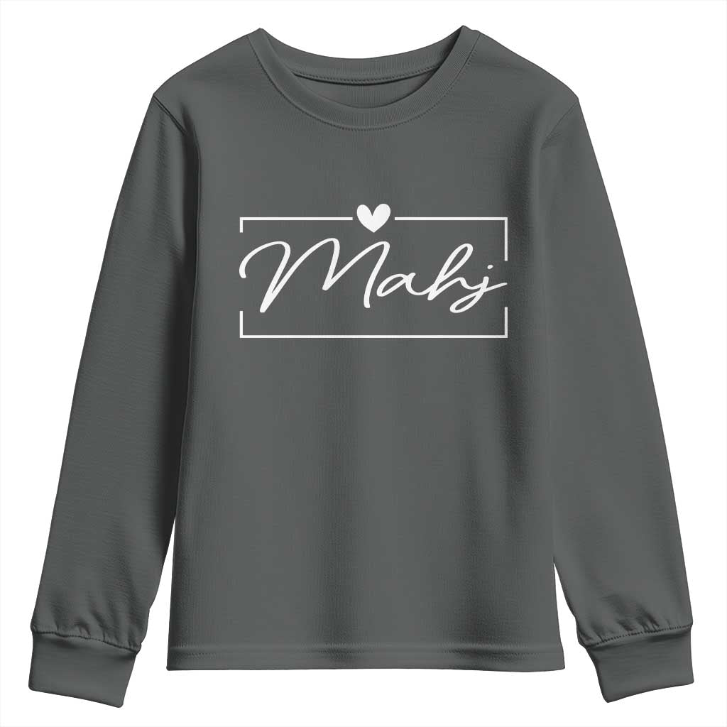 Mahjong Lovers Youth Sweatshirt Mah Jongg Game Night Graphic TS10 Dark Heather Print Your Wear