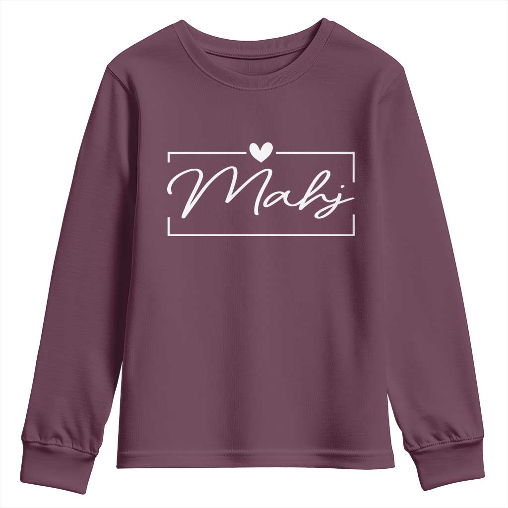 Mahjong Lovers Youth Sweatshirt Mah Jongg Game Night Graphic TS10 Maroon Print Your Wear