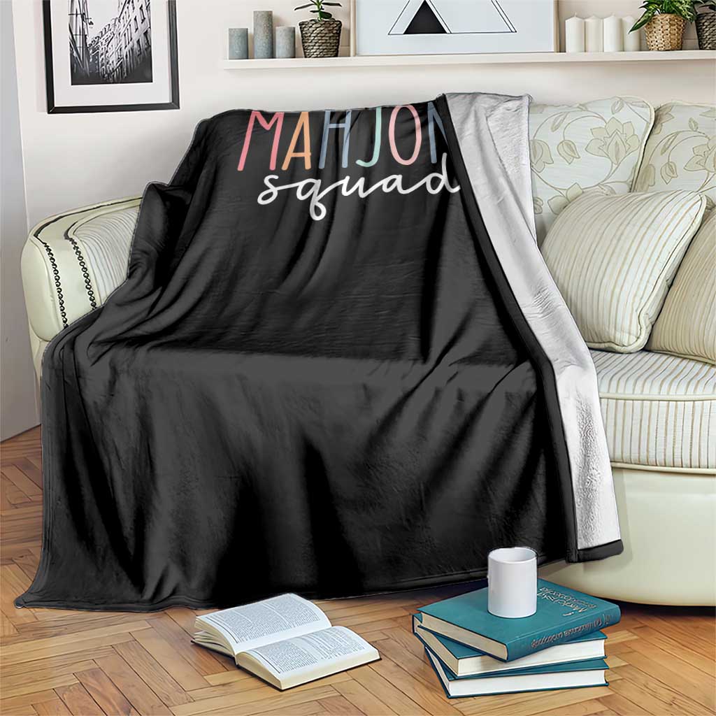 Mahjong Lovers Mahj Squad Throw Blanket Boho Pastel Cute Game Night Graphic