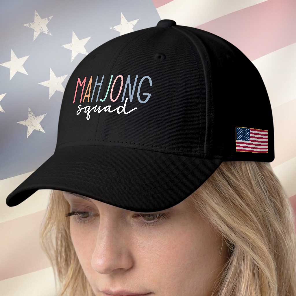 Mahjong Lovers Mahj Squad Baseball Cap Boho Pastel Cute Game Night Graphic
