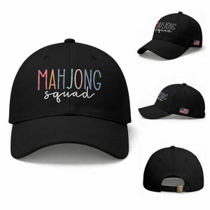 Mahjong Lovers Mahj Squad Baseball Cap Boho Pastel Cute Game Night Graphic