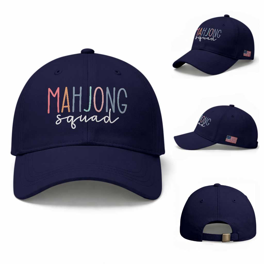 Mahjong Lovers Mahj Squad Baseball Cap Boho Pastel Cute Game Night Graphic