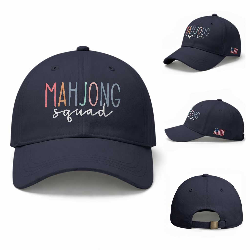 Mahjong Lovers Mahj Squad Baseball Cap Boho Pastel Cute Game Night Graphic
