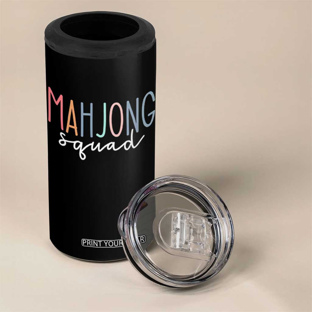 Mahjong Lovers Mahj Squad 4 in 1 Can Cooler Tumbler Boho Pastel Cute Game Night Graphic