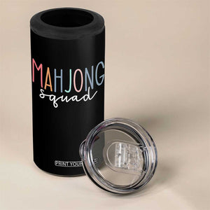 Mahjong Lovers Mahj Squad 4 in 1 Can Cooler Tumbler Boho Pastel Cute Game Night Graphic