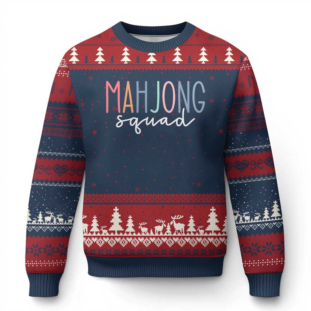Mahjong Lovers Mahj Squad Ugly Christmas Sweater Boho Pastel Cute Game Night Graphic