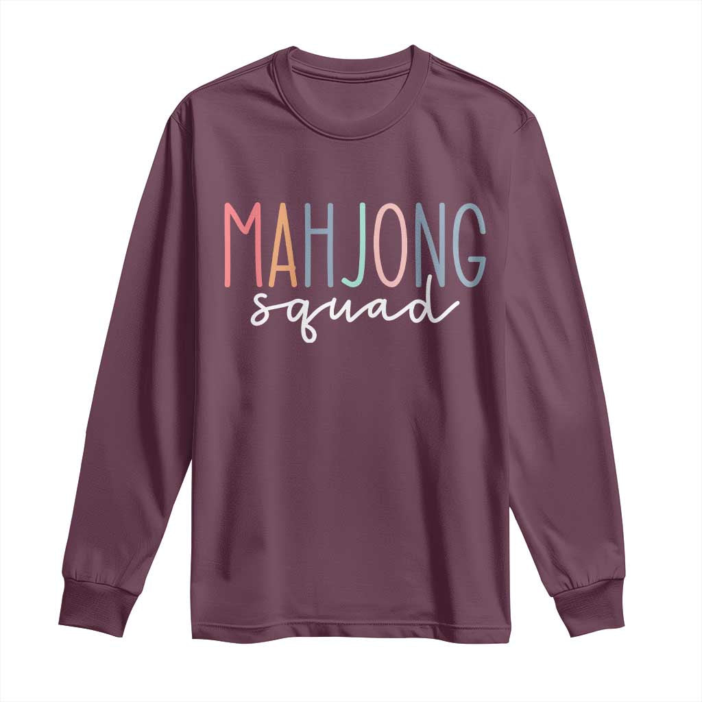 Mahjong Lovers Mahj Squad Long Sleeve Shirt Boho Pastel Cute Game Night Graphic