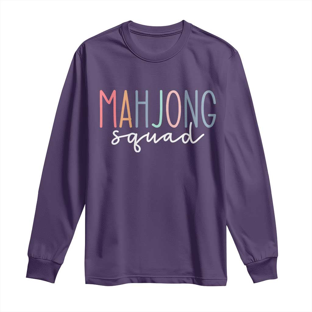 Mahjong Lovers Mahj Squad Long Sleeve Shirt Boho Pastel Cute Game Night Graphic