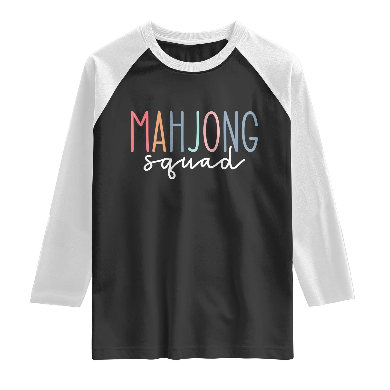 Mahjong Lovers Mahj Squad Raglan Shirt Boho Pastel Cute Game Night Graphic TS10 Black White Print Your Wear