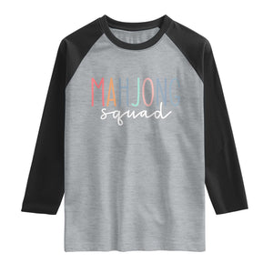 Mahjong Lovers Mahj Squad Raglan Shirt Boho Pastel Cute Game Night Graphic