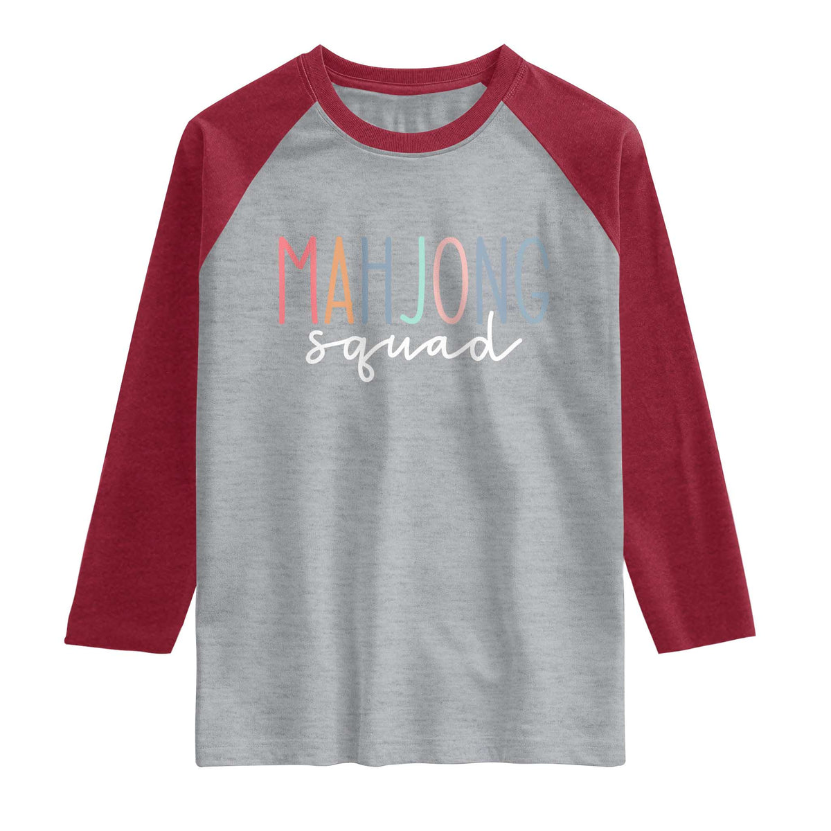 Mahjong Lovers Mahj Squad Raglan Shirt Boho Pastel Cute Game Night Graphic