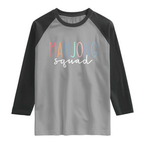 Mahjong Lovers Mahj Squad Raglan Shirt Boho Pastel Cute Game Night Graphic