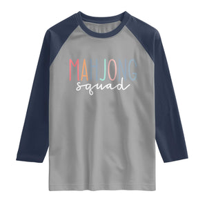 Mahjong Lovers Mahj Squad Raglan Shirt Boho Pastel Cute Game Night Graphic