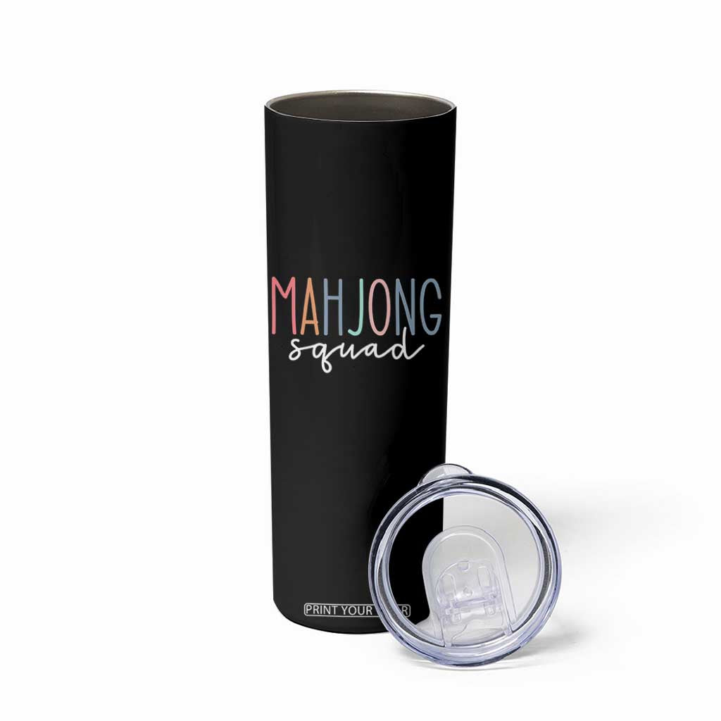 Mahjong Lovers Mahj Squad Skinny Tumbler Boho Pastel Cute Game Night Graphic