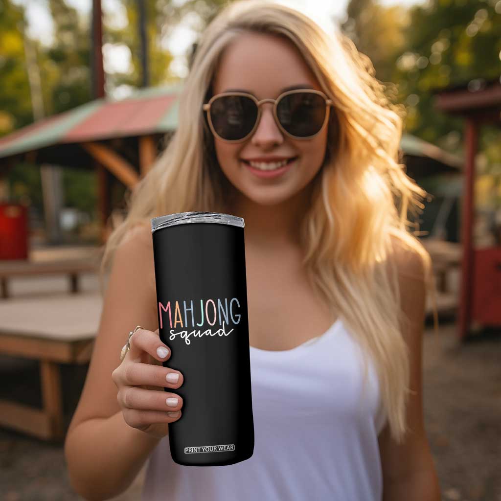 Mahjong Lovers Mahj Squad Skinny Tumbler Boho Pastel Cute Game Night Graphic