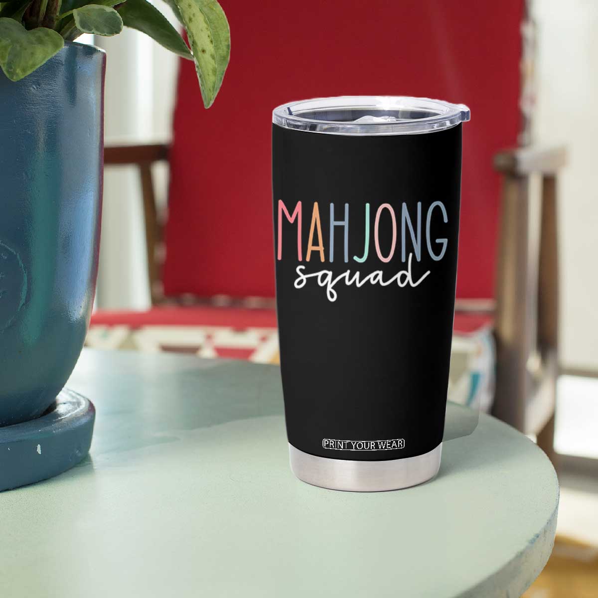 Mahjong Lovers Mahj Squad Tumbler Cup Boho Pastel Cute Game Night Graphic