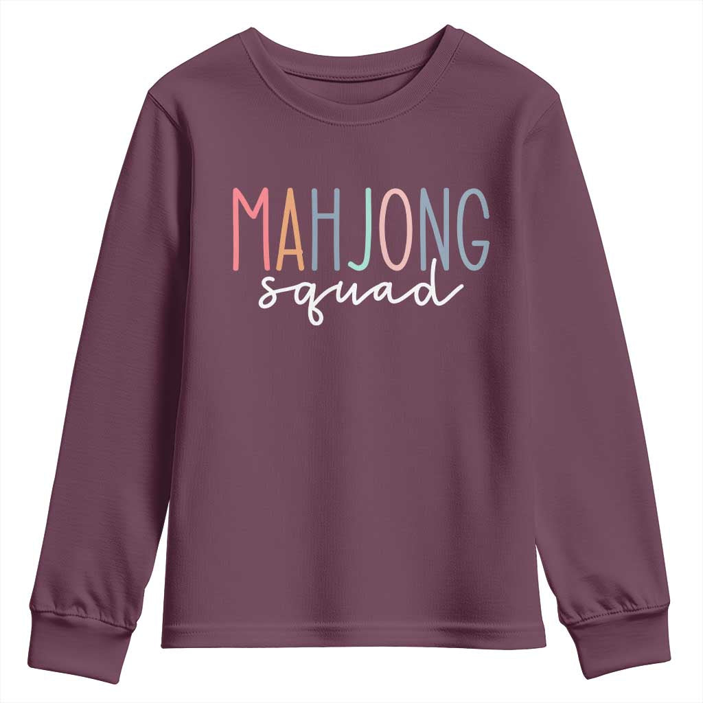 Mahjong Lovers Mahj Squad Youth Sweatshirt Boho Pastel Cute Game Night Graphic