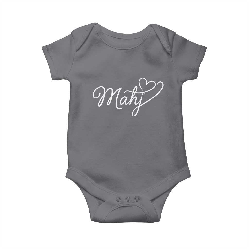 Mahjong Lovers Baby Onesie Funny Mah Jongg Heart Game Night Graphic TS10 Charcoal Print Your Wear