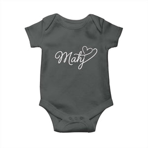 Mahjong Lovers Baby Onesie Funny Mah Jongg Heart Game Night Graphic TS10 Dark Heather Print Your Wear