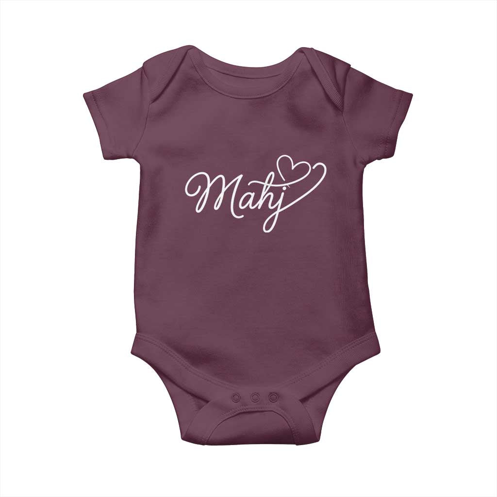 Mahjong Lovers Baby Onesie Funny Mah Jongg Heart Game Night Graphic TS10 Maroon Print Your Wear