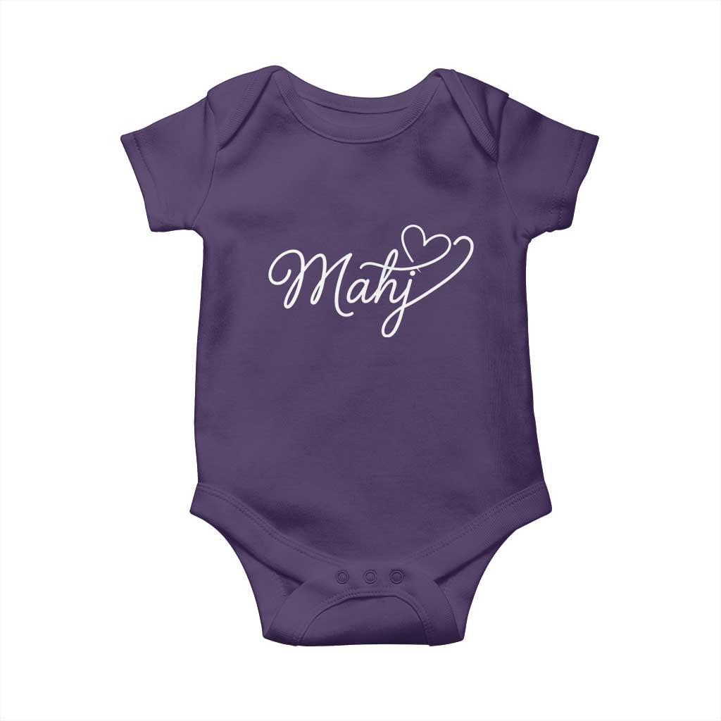 Mahjong Lovers Baby Onesie Funny Mah Jongg Heart Game Night Graphic TS10 Purple Print Your Wear