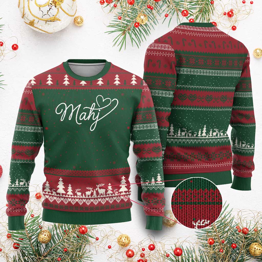 Mahjong Lovers Ugly Christmas Sweater Funny Mah Jongg Heart Game Night Graphic TS10 Red Green Print Your Wear