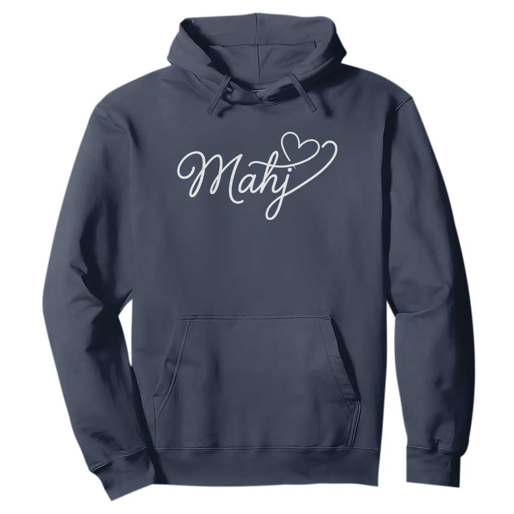 Mahjong Lovers Hoodie Funny Mah Jongg Heart Game Night Graphic TS10 Navy Print Your Wear