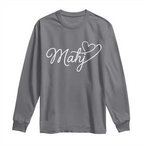 Mahjong Lovers Long Sleeve Shirt Funny Mah Jongg Heart Game Night Graphic TS10 Charcoal Print Your Wear