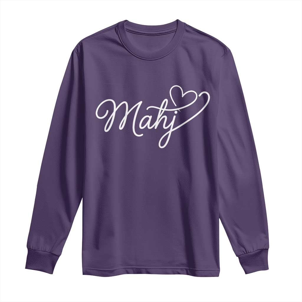 Mahjong Lovers Long Sleeve Shirt Funny Mah Jongg Heart Game Night Graphic TS10 Purple Print Your Wear
