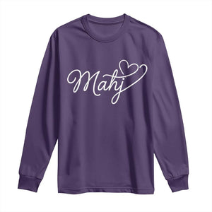 Mahjong Lovers Long Sleeve Shirt Funny Mah Jongg Heart Game Night Graphic TS10 Purple Print Your Wear