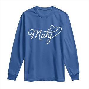 Mahjong Lovers Long Sleeve Shirt Funny Mah Jongg Heart Game Night Graphic TS10 Royal Blue Print Your Wear