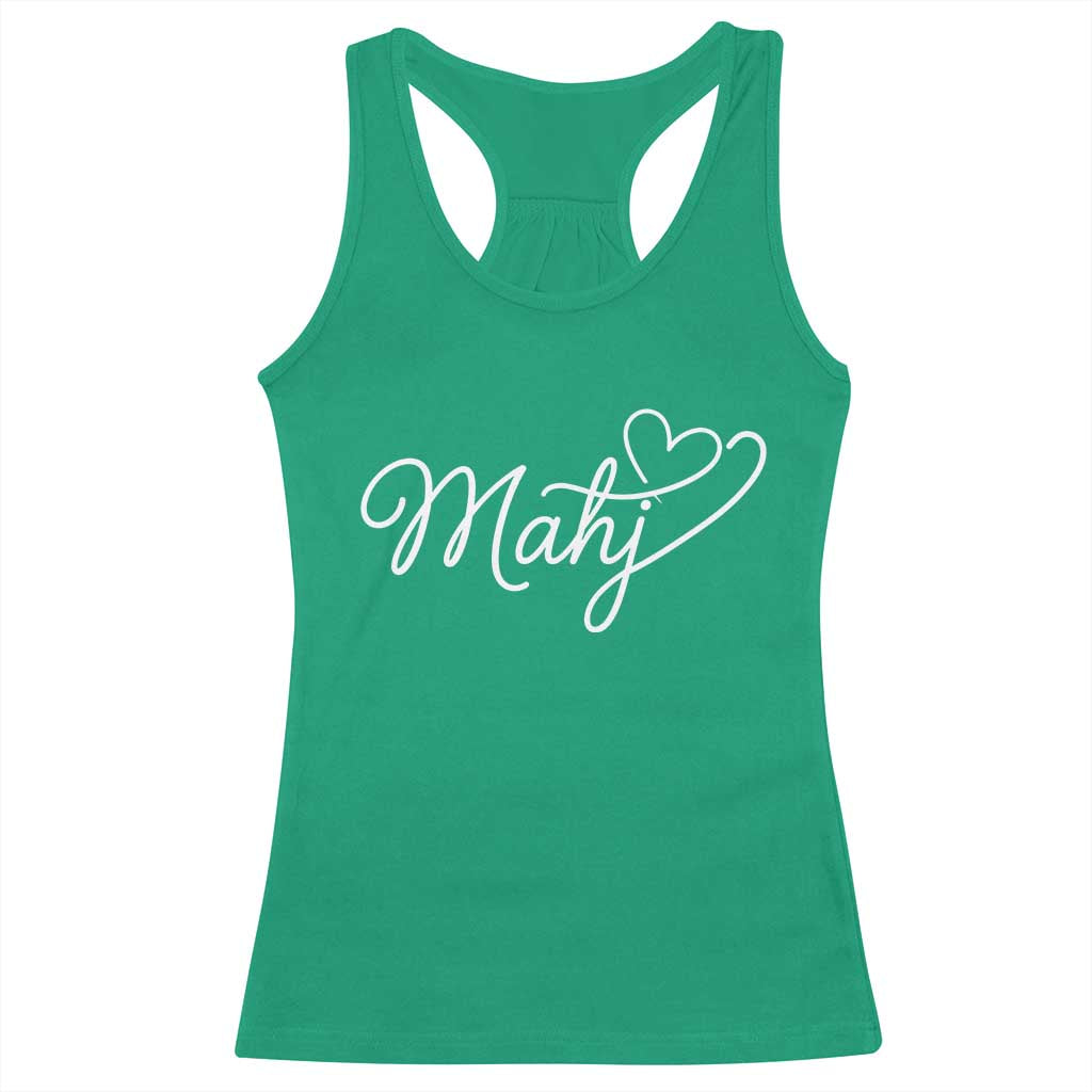 Mahjong Lovers Racerback Tank Top Funny Mah Jongg Heart Game Night Graphic TS10 Irish Green Print Your Wear