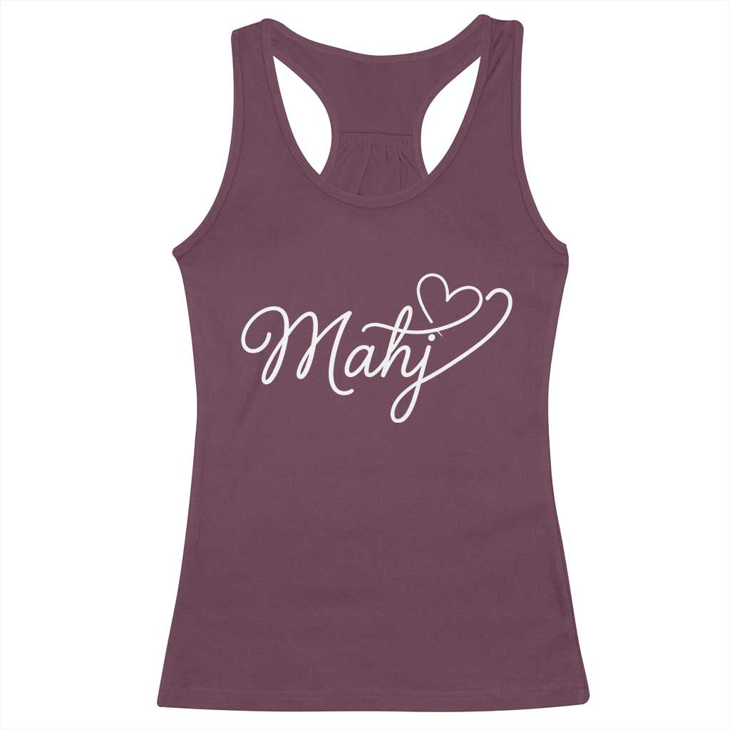 Mahjong Lovers Racerback Tank Top Funny Mah Jongg Heart Game Night Graphic TS10 Maroon Print Your Wear