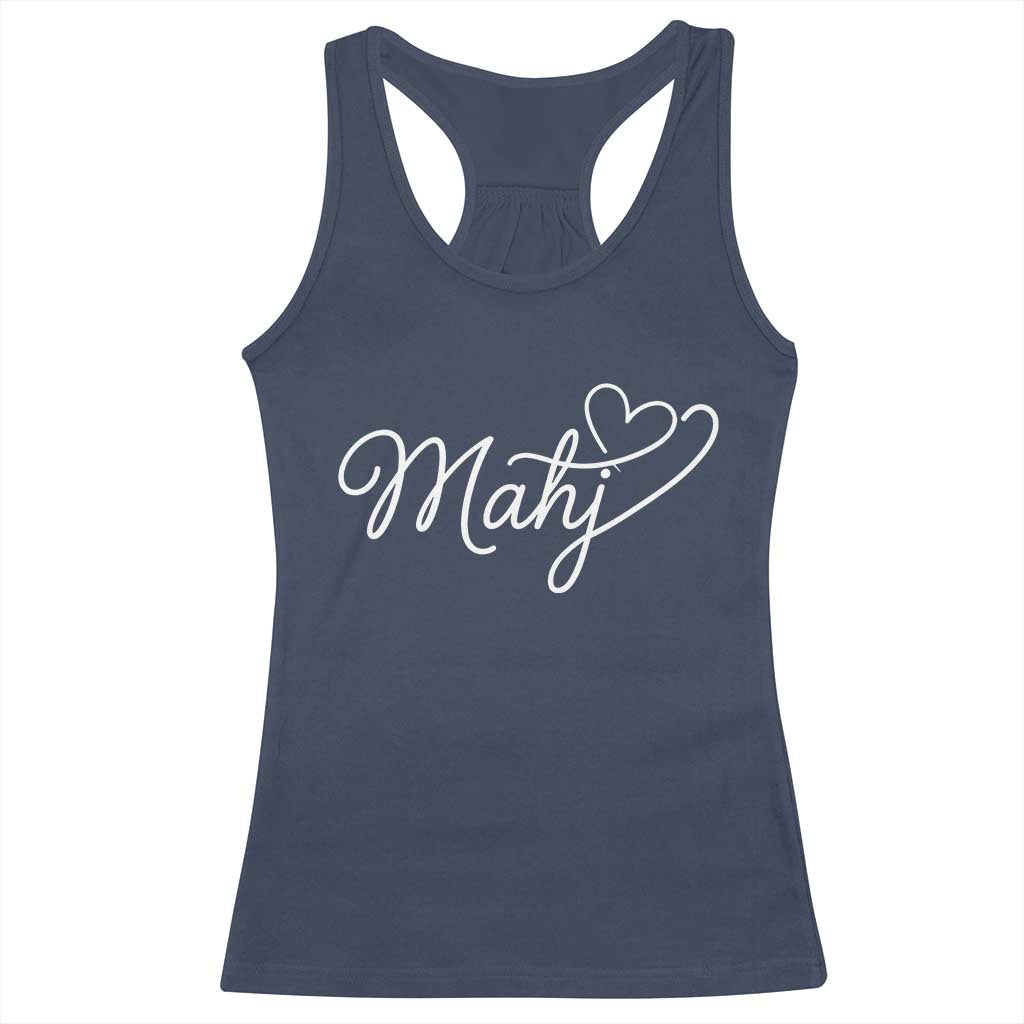 Mahjong Lovers Racerback Tank Top Funny Mah Jongg Heart Game Night Graphic TS10 Navy Print Your Wear