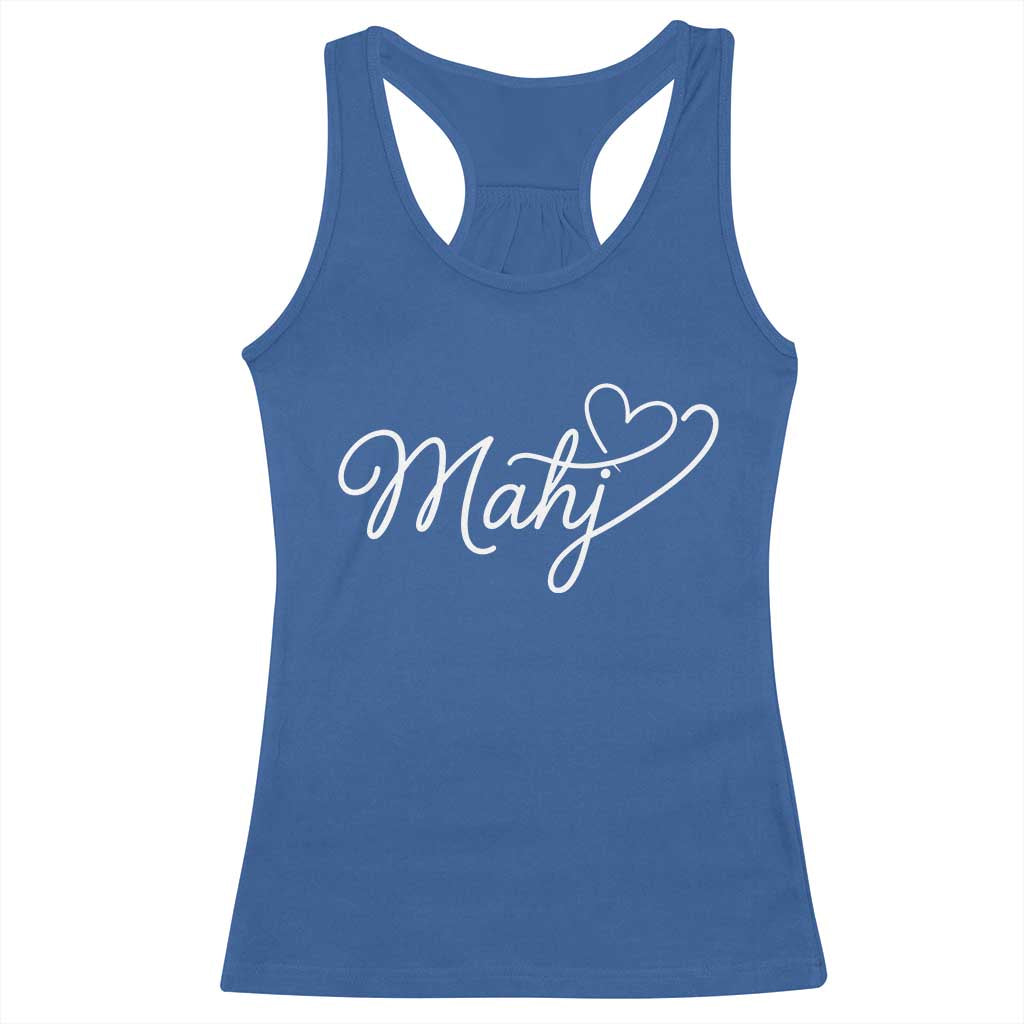 Mahjong Lovers Racerback Tank Top Funny Mah Jongg Heart Game Night Graphic TS10 Royal Blue Print Your Wear