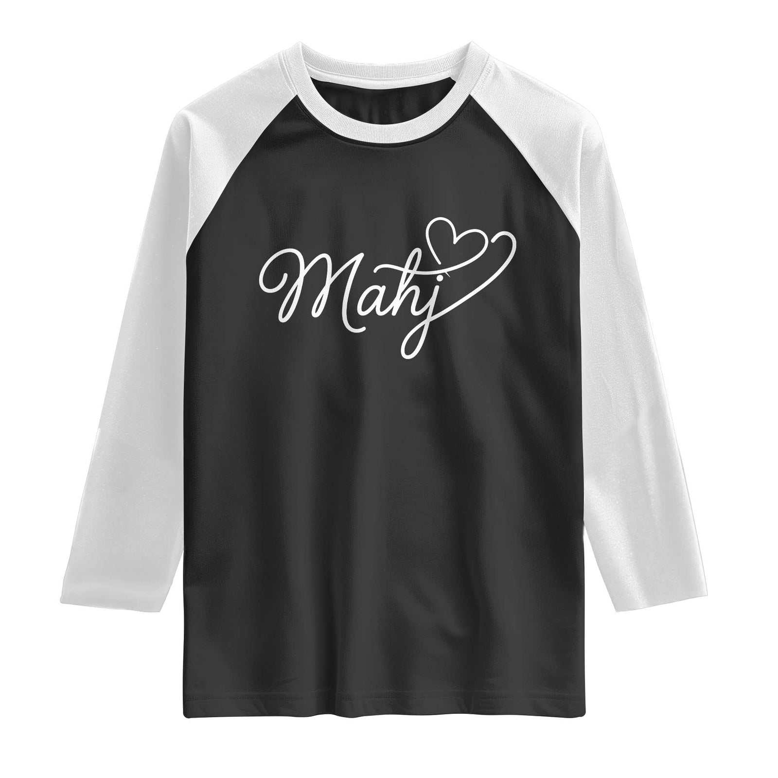 Mahjong Lovers Raglan Shirt Funny Mah Jongg Heart Game Night Graphic TS10 Black White Print Your Wear
