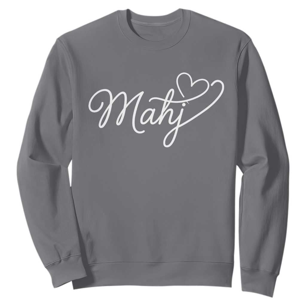 Mahjong Lovers Sweatshirt Funny Mah Jongg Heart Game Night Graphic TS10 Charcoal Print Your Wear