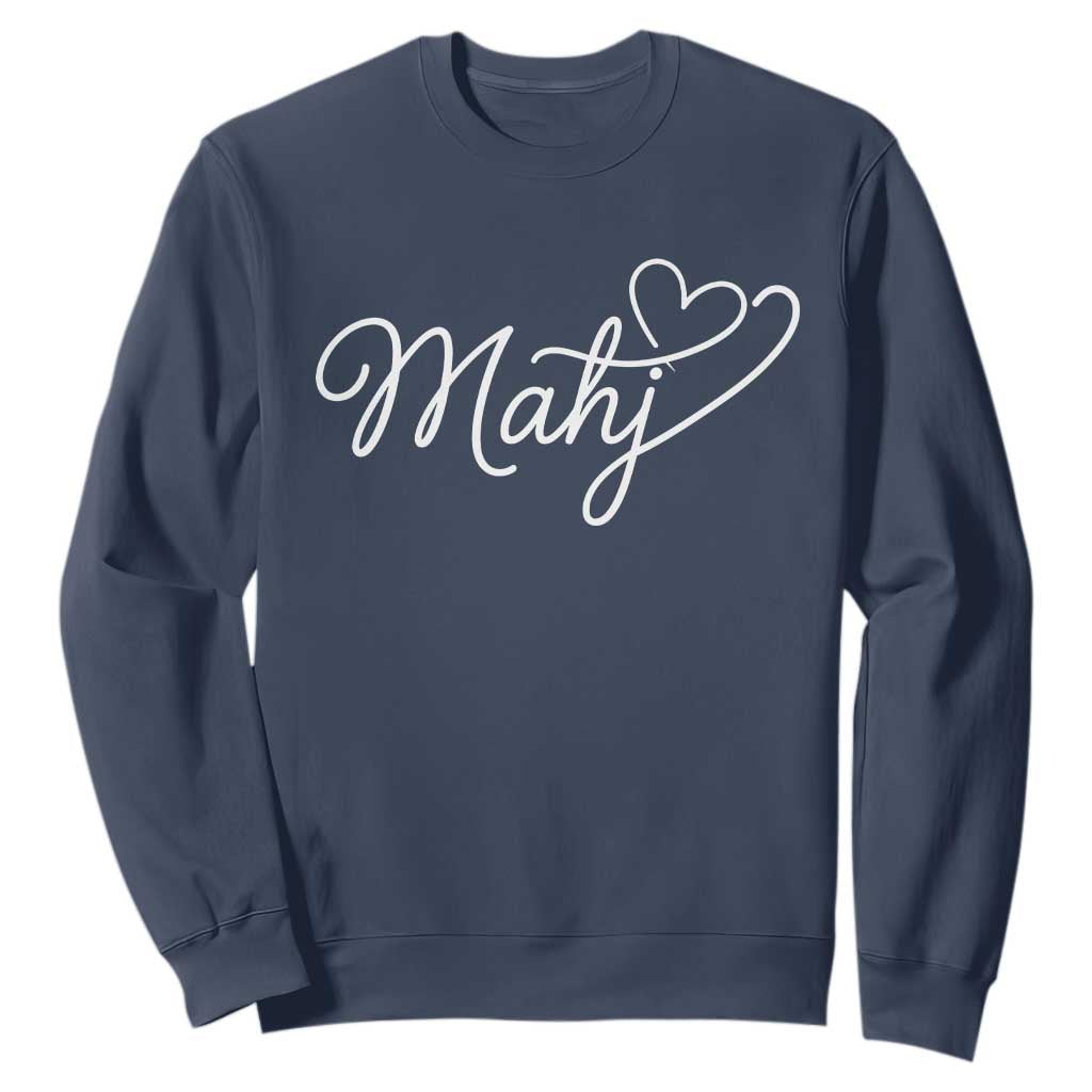 Mahjong Lovers Sweatshirt Funny Mah Jongg Heart Game Night Graphic TS10 Navy Print Your Wear